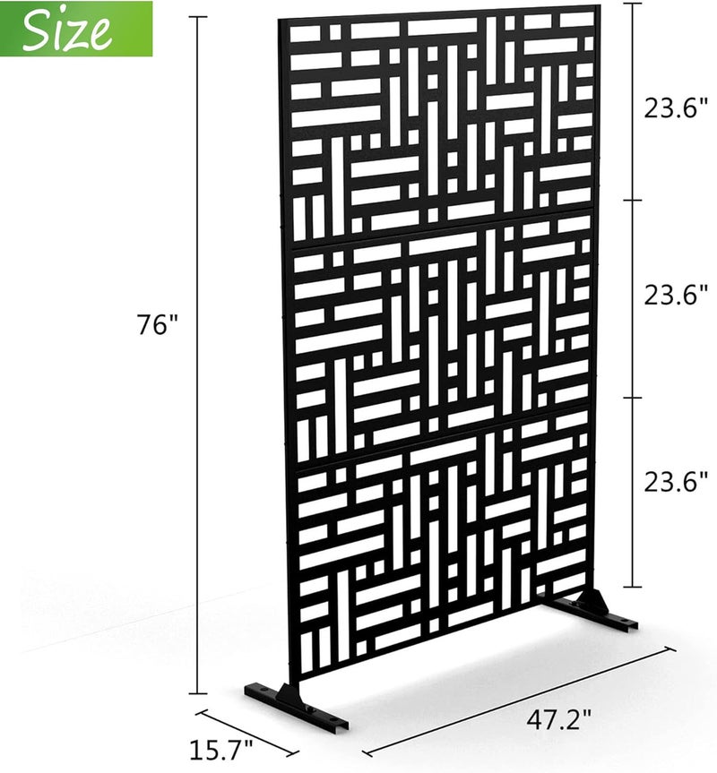 Elevens Decorative Outdoor Privacy Screen Panels,Metal Material Patio Privacy Screen,Decorative Outdoor Divider with Stand for Outdoor Garden Backyard Patio Free Standing(76''Hx47''W), S075-USAM019 - Image 3